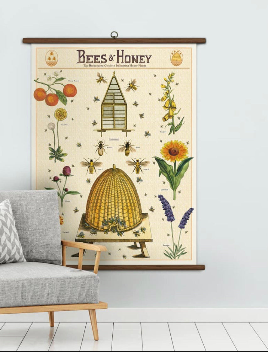 Bees & Honey Vintage Wall Chart